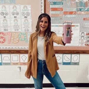 Camel Blazer with Front Pockets